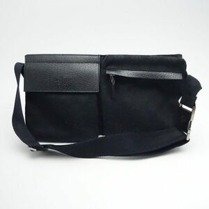 Gucci Waist Bag White Canvas Pigskin Black